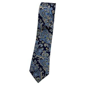 JOS. A. BANK Men's 100% Silk Necktie DESIGNER Tie Navy Paisley W:3.4" EUC